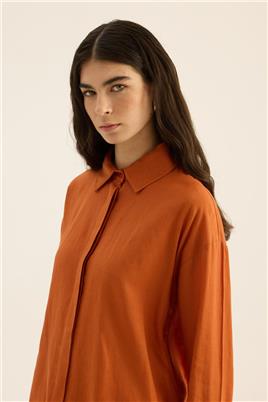 Manşet Detaylı Gömlek Turuncu
