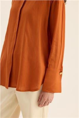 Manşet Detaylı Gömlek Turuncu