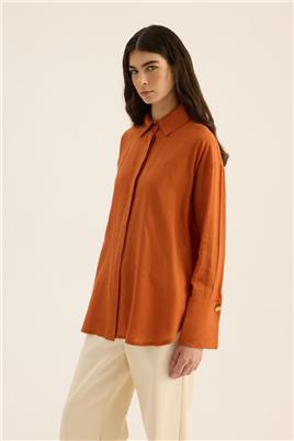 Manşet Detaylı Gömlek Turuncu