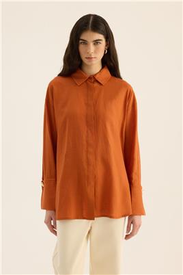 Manşet Detaylı Gömlek Turuncu