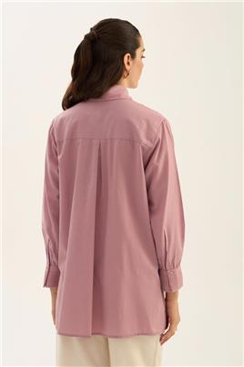 Manşeti Nervürlü Gömlek Gül kurusu