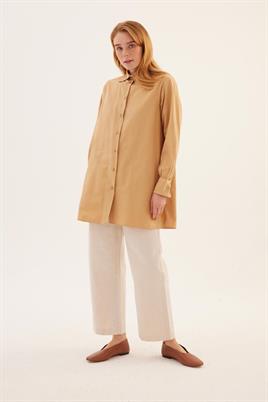 Manşeti Nervürlü Gömlek Sarı