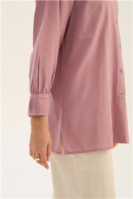 Manşeti Nervürlü Gömlek Gül kurusu