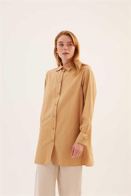 Manşeti Nervürlü Gömlek Sarı