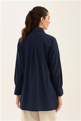 Manşeti Nervürlü Gömlek Lacivert