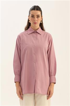 Manşeti Nervürlü Gömlek Gül kurusu