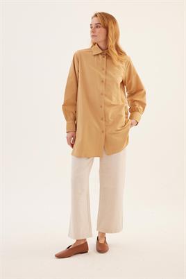 Manşeti Nervürlü Gömlek Sarı