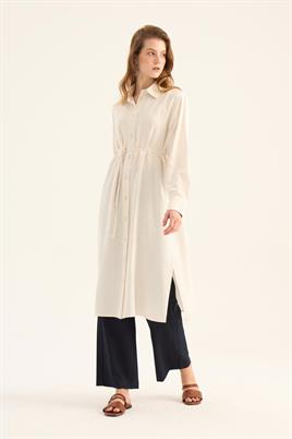 Manşeti Nervürlü Tunik Naturel