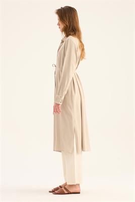 Manşeti Nervürlü Tunik Kum