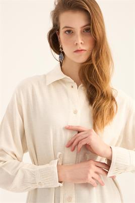 Manşeti Nervürlü Tunik Naturel