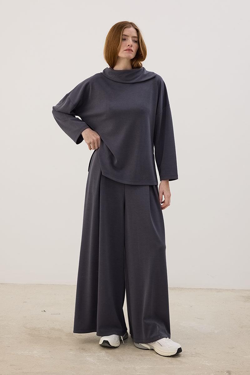 Mendil Yaka Modal Sweatshirt Füme