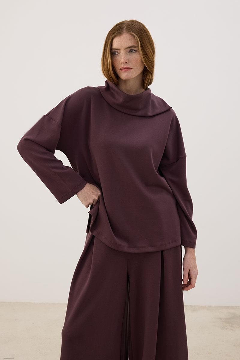 Mendil Yaka Modal Sweatshirt Mürdüm