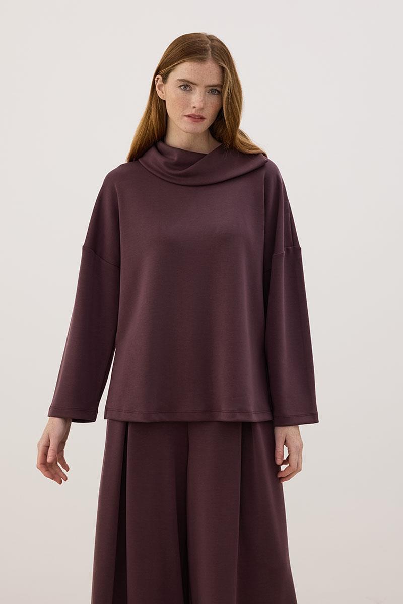 Mendil Yaka Modal Sweatshirt Mürdüm