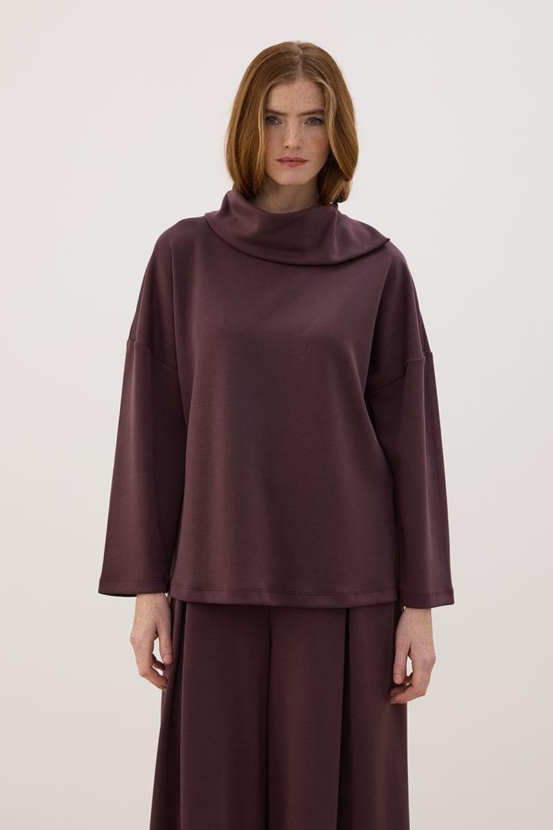 Mendil Yaka Modal Sweatshirt Mürdüm