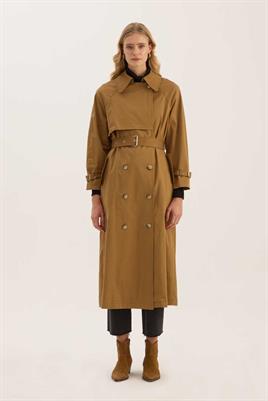 Metal Tokalı Trençkot Camel