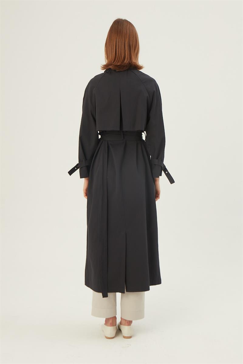 Metal Tokalı Trençkot Antrasit