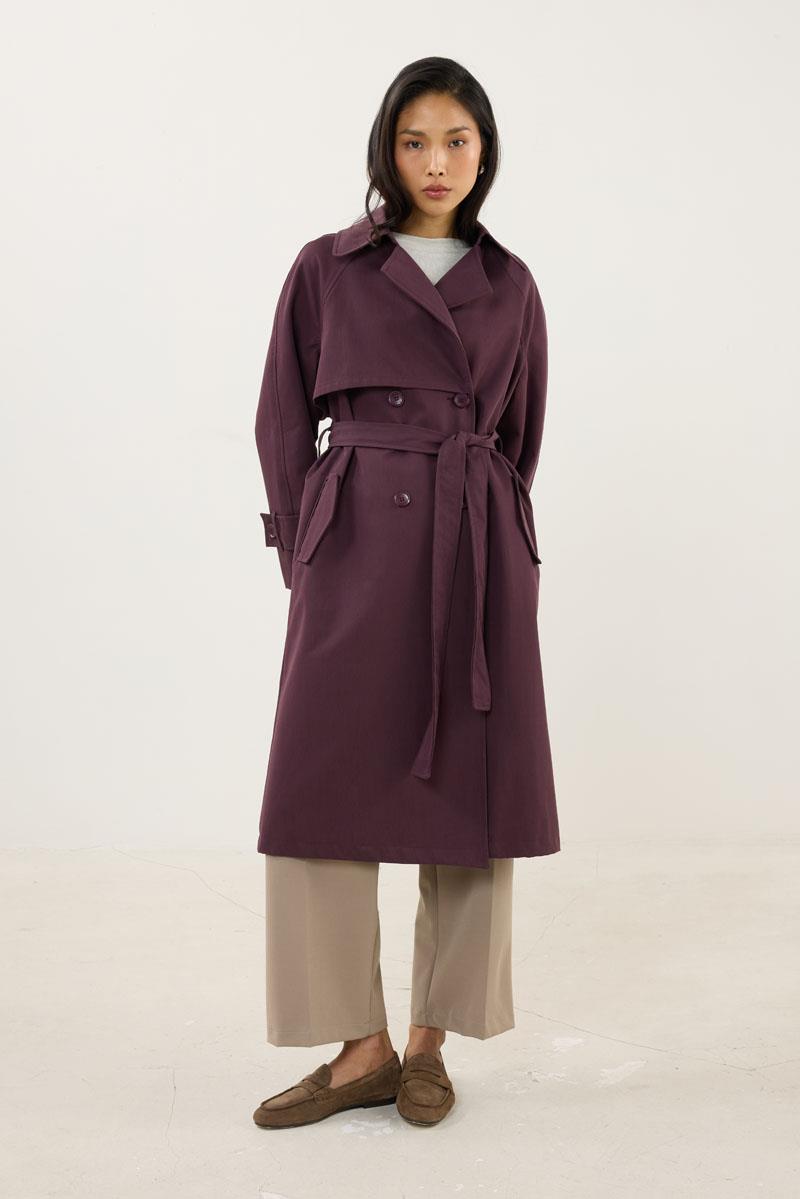 Midi Boy Trençkot Mürdüm