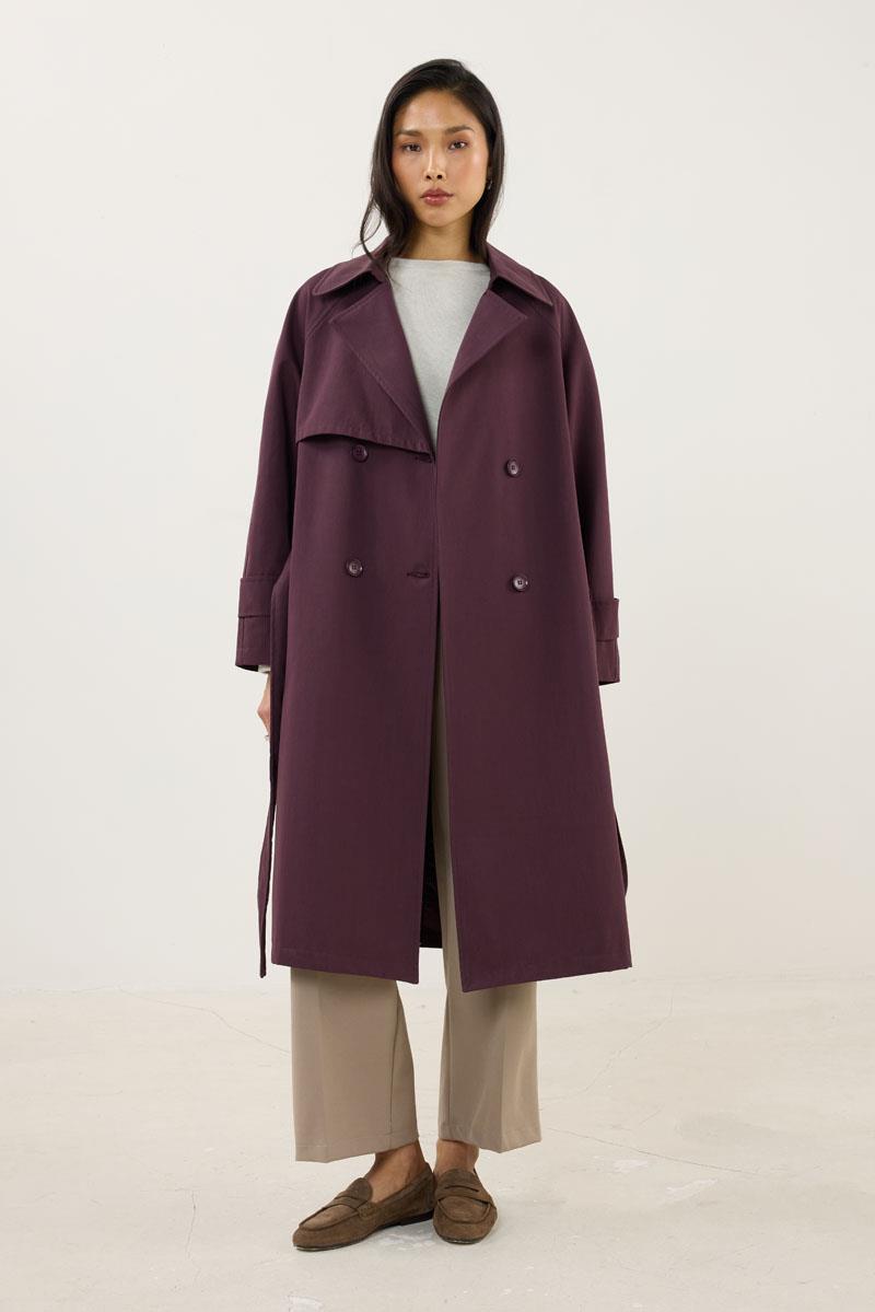 Midi Boy Trençkot Mürdüm