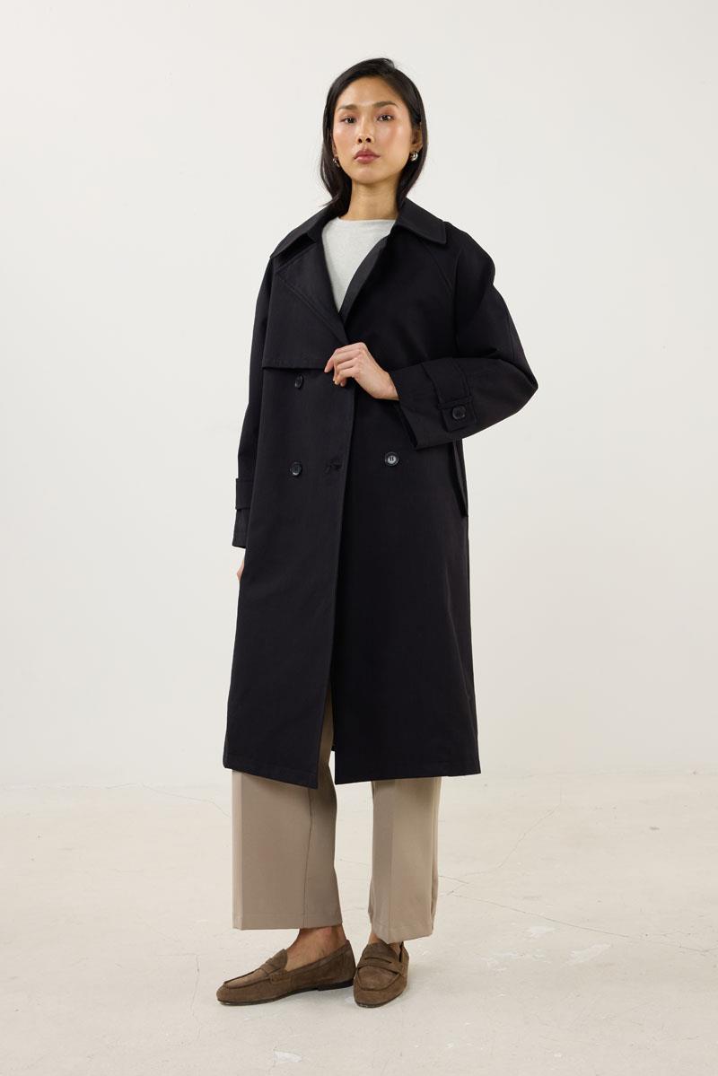 Midi Boy Trençkot Siyah