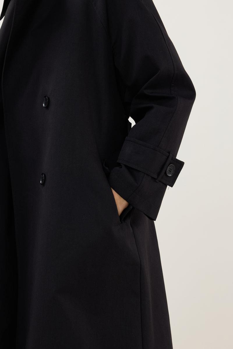 Midi Boy Trençkot Siyah