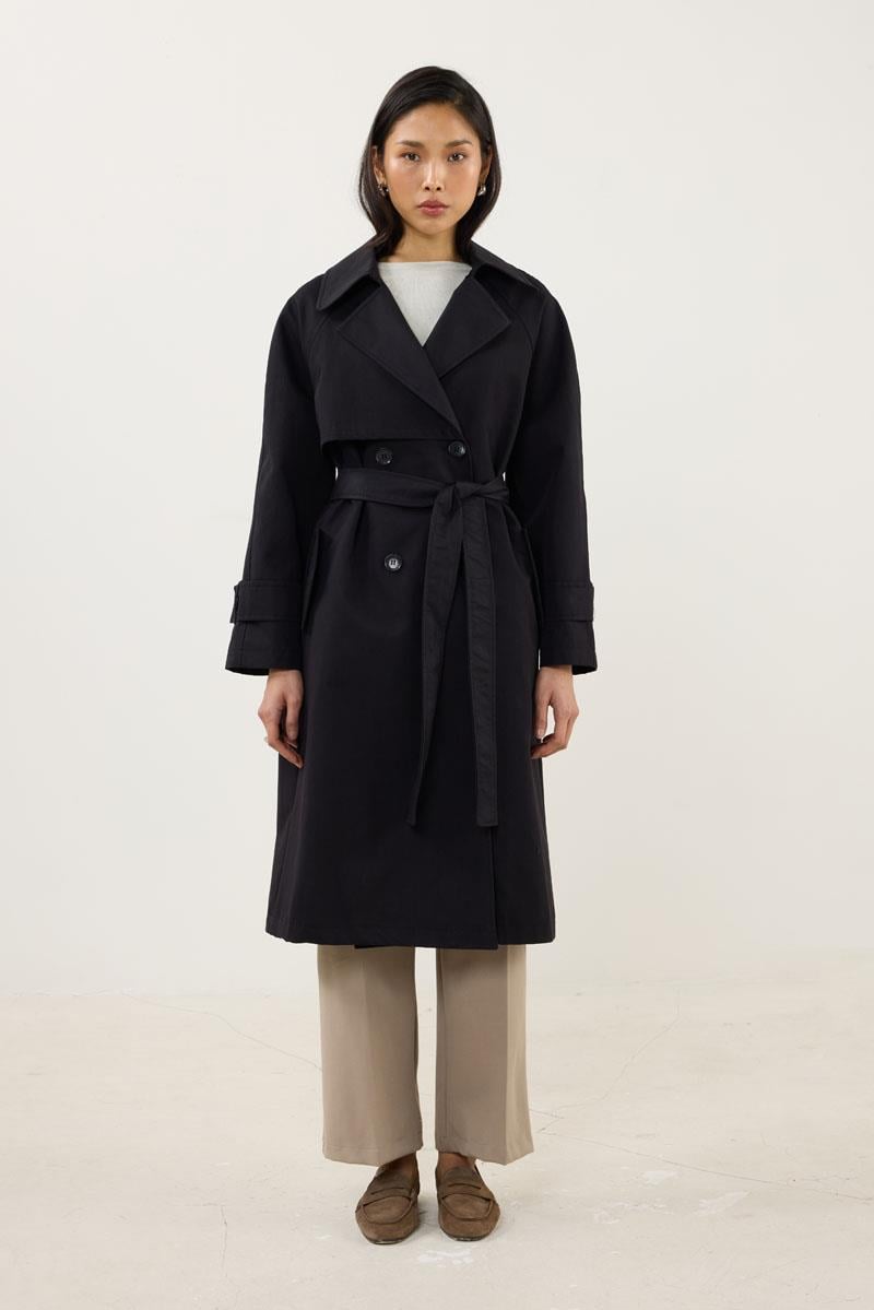 Midi Boy Trençkot Siyah