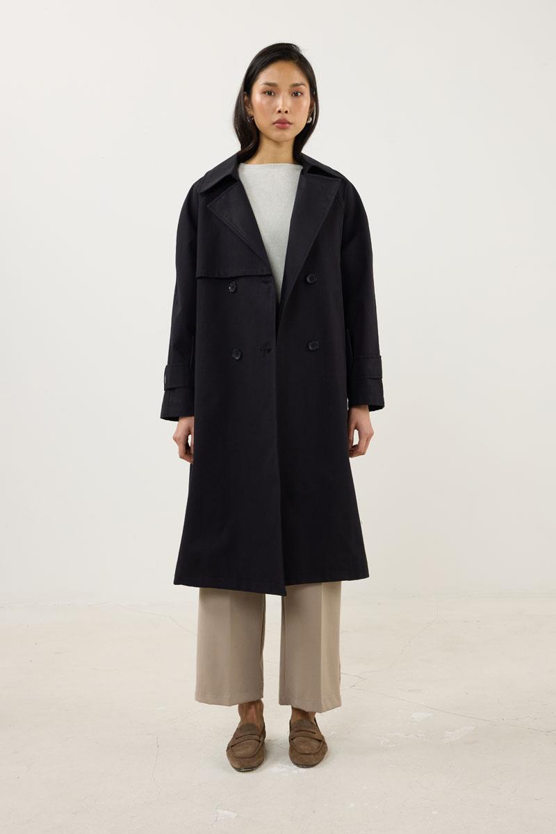 Midi Boy Trençkot Siyah