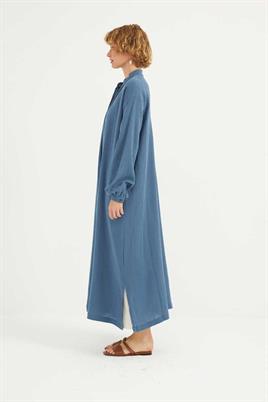 Müslin Gömlek Elbise İndigo