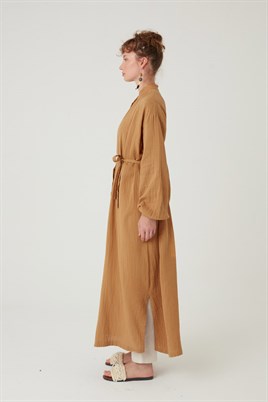 Müslin Gömlek Elbise Camel