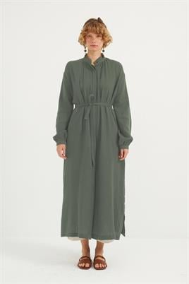 Müslin Gömlek Elbise Haki