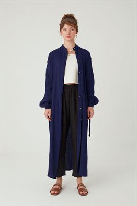 Müslin Gömlek Elbise Lacivert