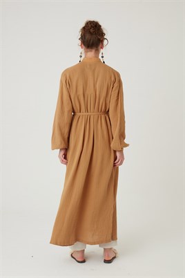 Müslin Gömlek Elbise Camel