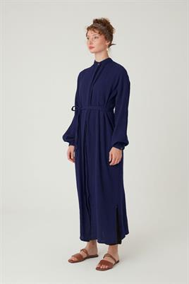 Müslin Gömlek Elbise Lacivert