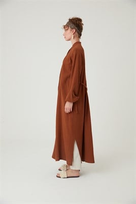 Müslin Gömlek Elbise Çikolata