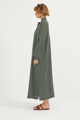 Müslin Gömlek Elbise Haki