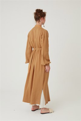 Müslin Gömlek Elbise Camel