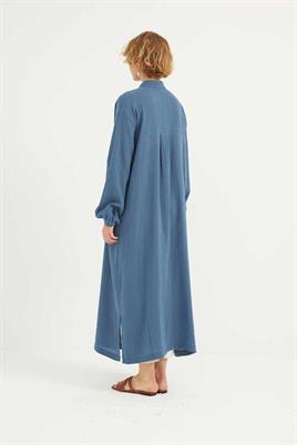 Müslin Gömlek Elbise İndigo