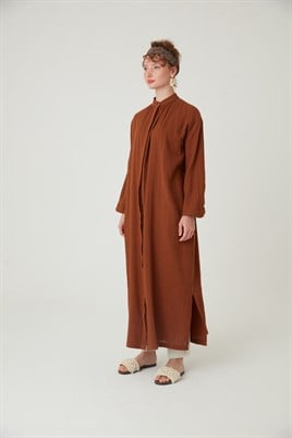 Müslin Gömlek Elbise Çikolata