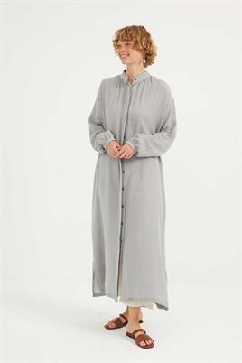Müslin Gömlek Elbise Açık gri