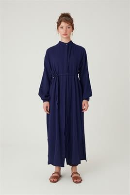 Müslin Gömlek Elbise Lacivert