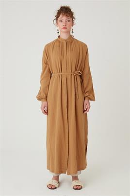Müslin Gömlek Elbise Camel