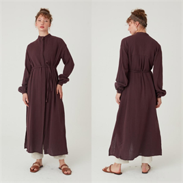 Müslin Gömlek Elbise Acı kahve
