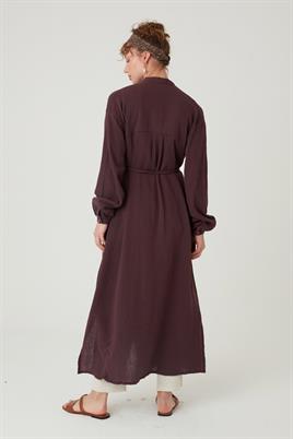 Müslin Gömlek Elbise Acı kahve