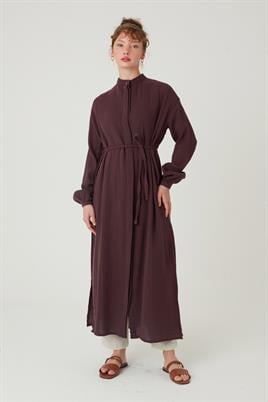 Müslin Gömlek Elbise Acı kahve