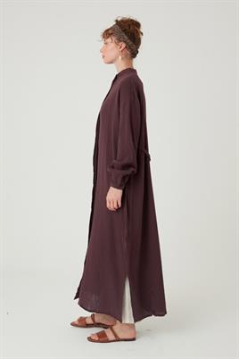 Müslin Gömlek Elbise Acı kahve