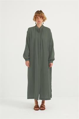 Müslin Gömlek Elbise Haki