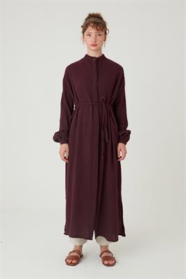 Müslin Gömlek Elbise Bordo