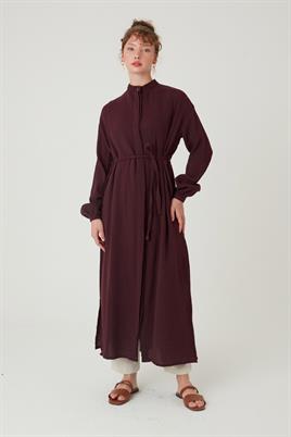 Müslin Gömlek Elbise Bordo