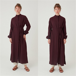 Müslin Gömlek Elbise Bordo