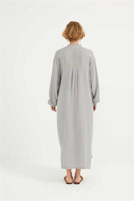 Müslin Gömlek Elbise Açık gri
