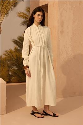 Müslin Gömlek Elbise Ekru